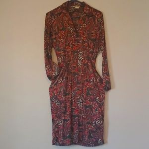 vintage paisley long sleeved dress
